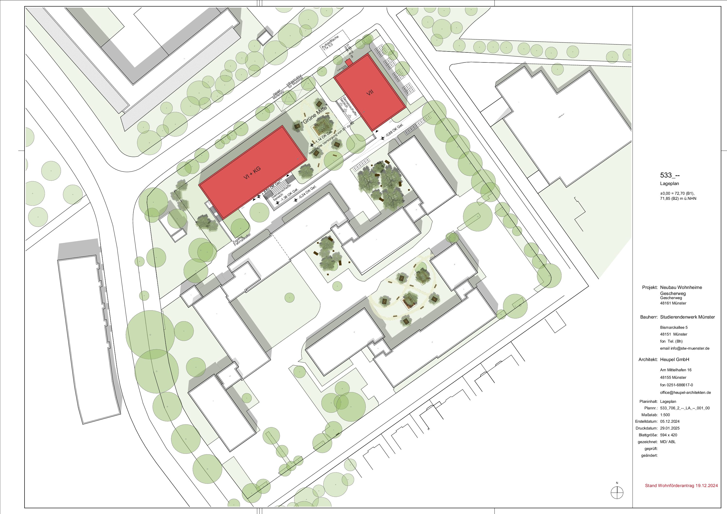 Lageplan des neuen Wohnheims